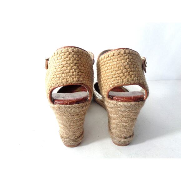 SAM EDELMAN Harmony US 10M Espadrille Wedge Ankle Strap Ivory Snake Print Shoes - Picture 3 of 8
